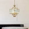 ALOADECOR 4 Lights W18in Glam Crystal Chandelier in Matte Gold Luxury Unique Drum Shape Pendant Light for Dining Room - 2 of 4