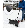 36" Heavy-Duty Snow Pusher Shovel with Wheels, Snow Pusher Hand Plow for Snow Removal, 5 Level Adjustable Handle & 7-Position Angled Blade - 2 of 4