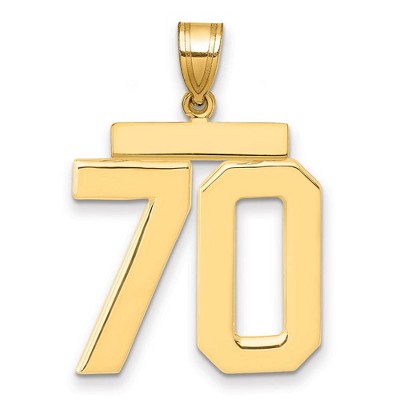 Black Bow Jewelry 14k Yellow Gold, Athletic Collection, Large Polished Number 70 Pendant