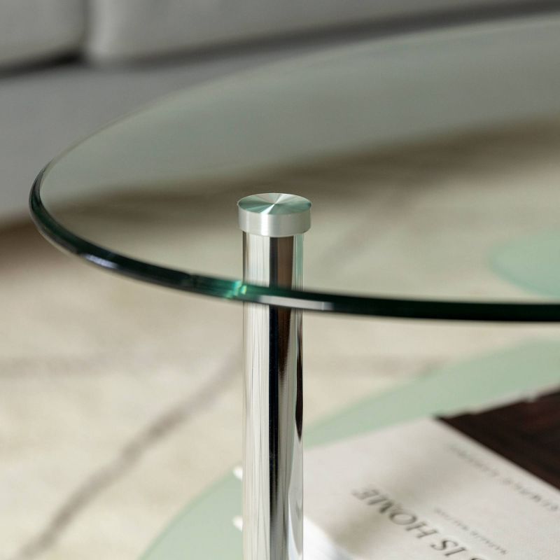 Glass Oval Living Room Metal Coffee Table - Saracina Home, 6 of 12