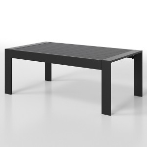 Vynxaria Patio Coffee Tables - 43" Black Rectangle Outdoor Table with Modern Design - 1 of 4