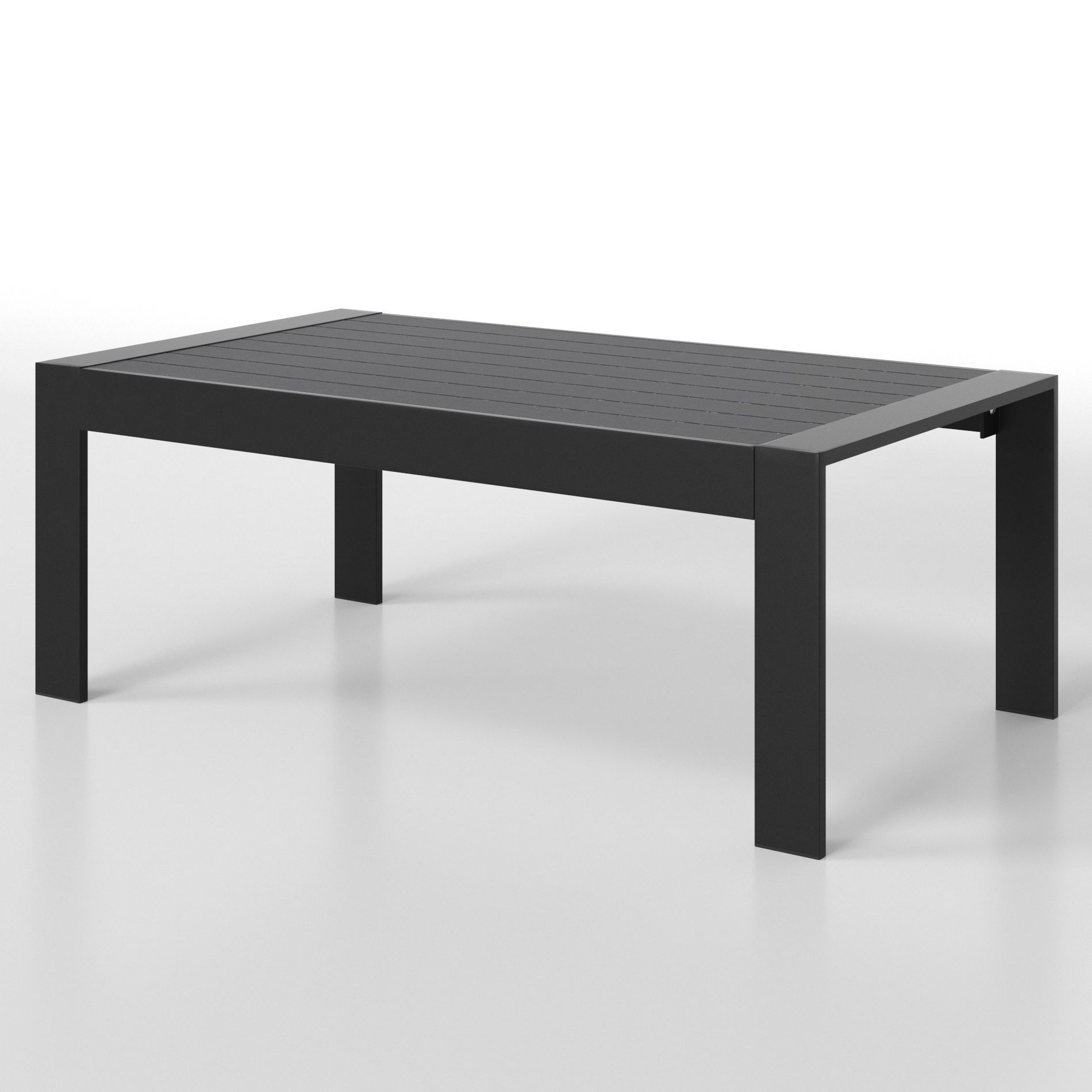 Chery Life All-Weather Aluminum Outdoor Coffee Table, Modern Coffee Table for Outside, Rectangle Patio Coffee Table-Black