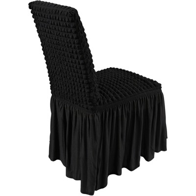 VEVOR Stretch Spandex Folding Chair Covers, Universal Fitted Chair Cover with Skirt, Removable Washable Protective Slipcovers, (4 PCS Black)