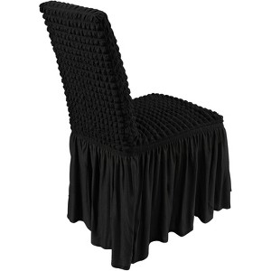 VEVOR Stretch Spandex Folding Chair Covers, Universal Fitted Chair Cover with Skirt, Removable Washable Protective Slipcovers, (4 PCS Black) - 1 of 4