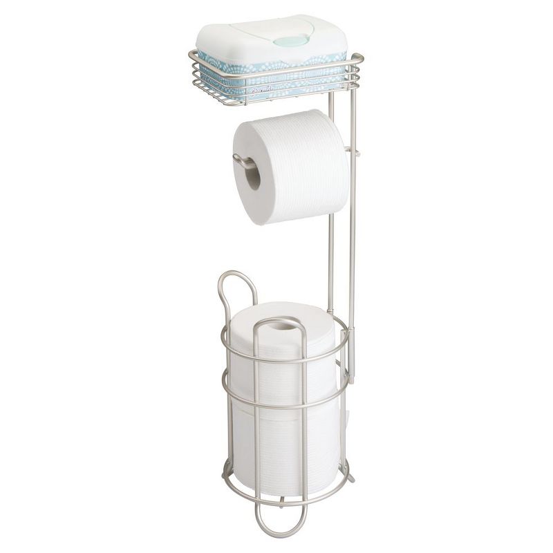 mDesign Steel Free Standing Toilet Paper Holder Stand and Dispenser, 3 of 4