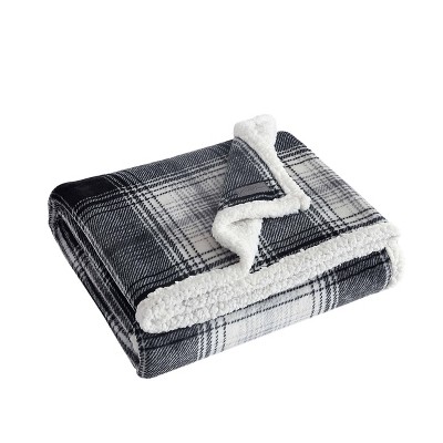 Vail Plaid Grey 50"x60" Reversible Fleece Sherpa Throw Blanket