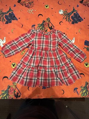 Toddler Girls' Plaid Long Sleeve Dress - Cat & Jack™ Red 18m : Target