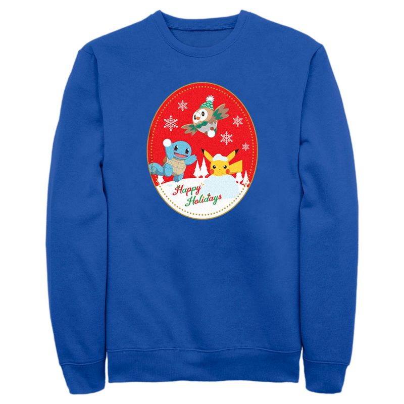 Men's Pokemon Christmas Happy Holidays Patch Sweatshirt, 1 of 5