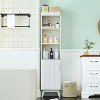 Dcolora  68" Tall Bathroom Storage Cabinet,Narrow Fluted Tower Cabinet with Door and Shelves - 2 of 4