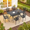 (7-PC)Premium Black Cast Aluminum Patio Set - Weather-Resistant Outdoor Table & Chairs with Beige Cushions - 2 of 4