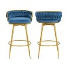 Okak Luxury Swivel Counter Height Bar Stool Set of 2, Modern Barstools with Gold Metal Legs&Hand Woven Backrest for Island, Dining Room - 4 of 4