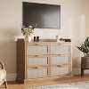 Farmhouse 6-Drawer Dresser with Rattan Details and Raised Edge Tabletop, Spacious Storage Organizer for Multi-Room Use, Compact Size for Small Spaces - 3 of 4