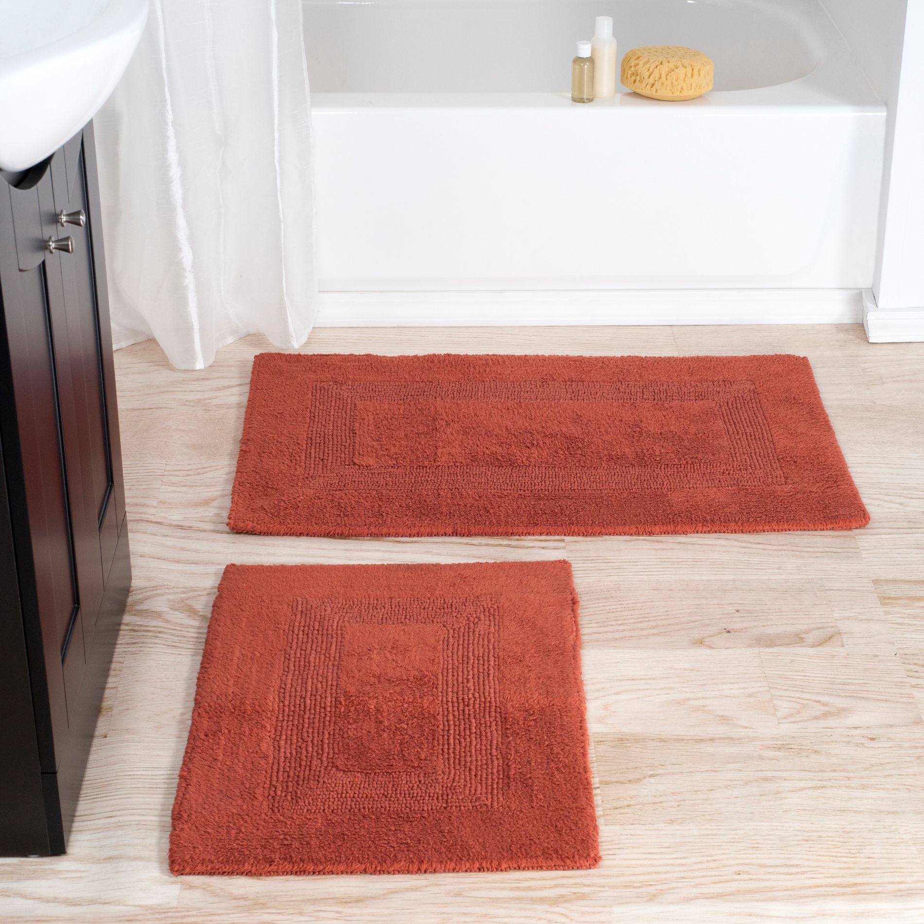 Hastings Home 2-Piece Machine Washable Cotton Bathroom Mat Set