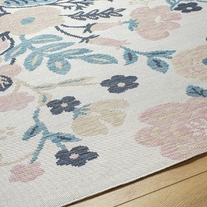 Hauteloom Ponto Cream & Blue Floral Area Rug - 1 of 4