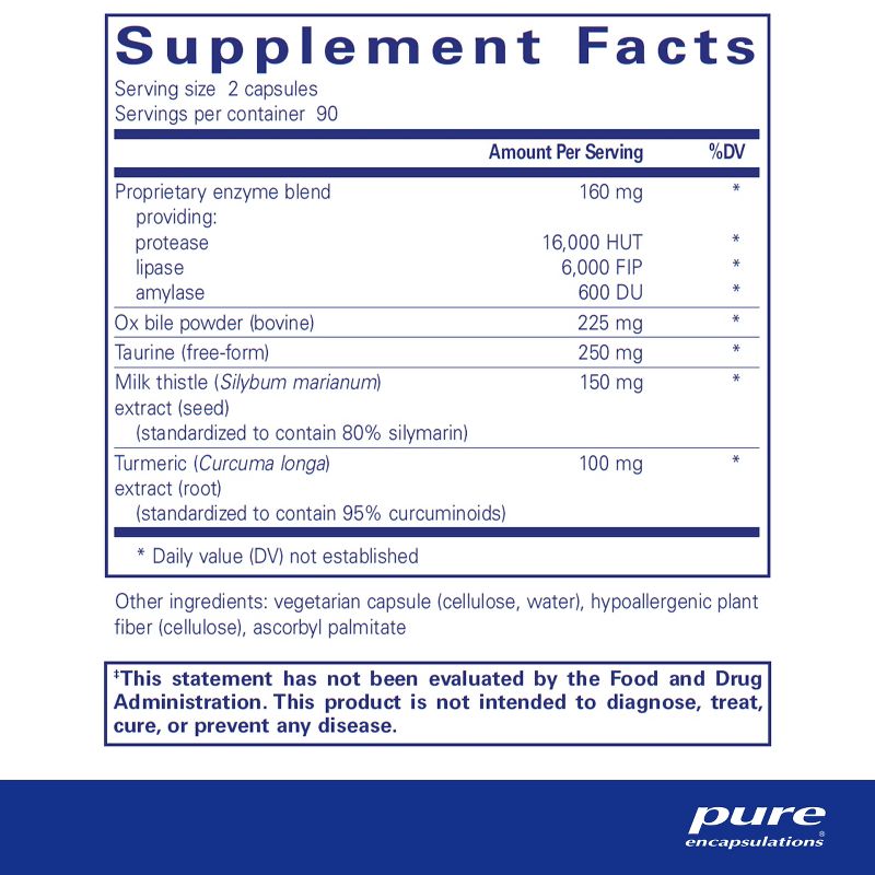 Pure Encapsulations Digestion GB - Digestive Enzyme Supplement to Support Gall Bladder and Digestion of Carbohydrates and Protein*, 2 of 10