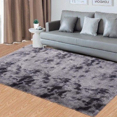 Fluffy Runner Rug Soft Shag Plush Area Rug Non-Slip Nursery Dorm Fuzzy Bedside Rug Kids Room Home Decor Tie-Dye