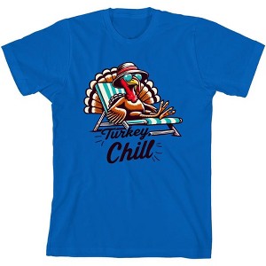 Thanksgiving Turkey Chill Adult Crew Neck Short Sleeve Tee - 1 of 2
