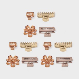Hair Essentials Floral & Neutral Hair Clip Variety Pack - 12 Pieces - 1 of 4