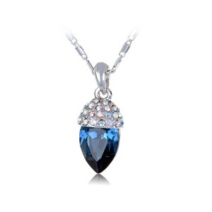 Anna-Kaci Large Faux Pearl Blue Crystal Rhinestones Pendant Necklace - 1 of 4