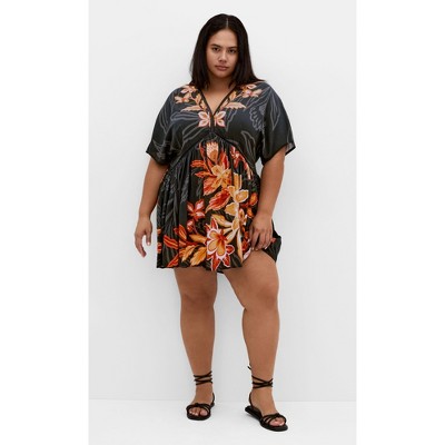 Women's Plus Size Island Breeze Kaftan - black | CITY CHIC
