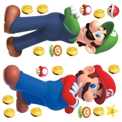 Super Mario and Luigi Colorful Peel and Stick Wall Decals