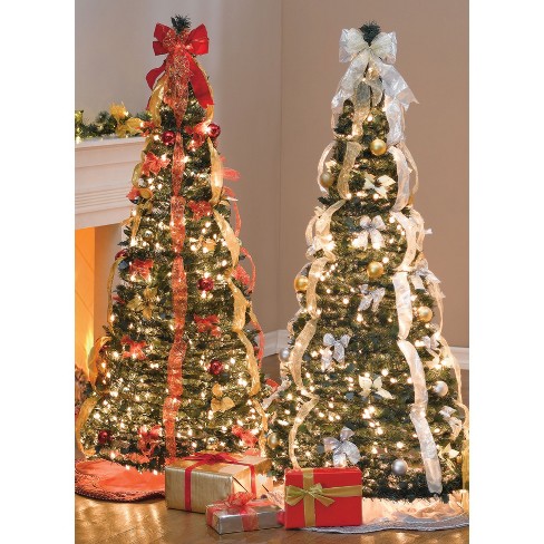 Brylanehome 71/2 Ft. Pre-lit Pop-up Christmas Tree With Remote - Silver ...