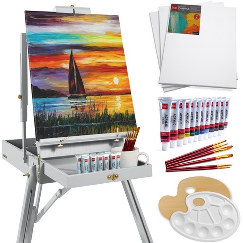Best Choice Products French Easel, 32pc Beginners Kit Portable Wooden  Adjustable Tripod W/ Paint Supplies - Gray : Target