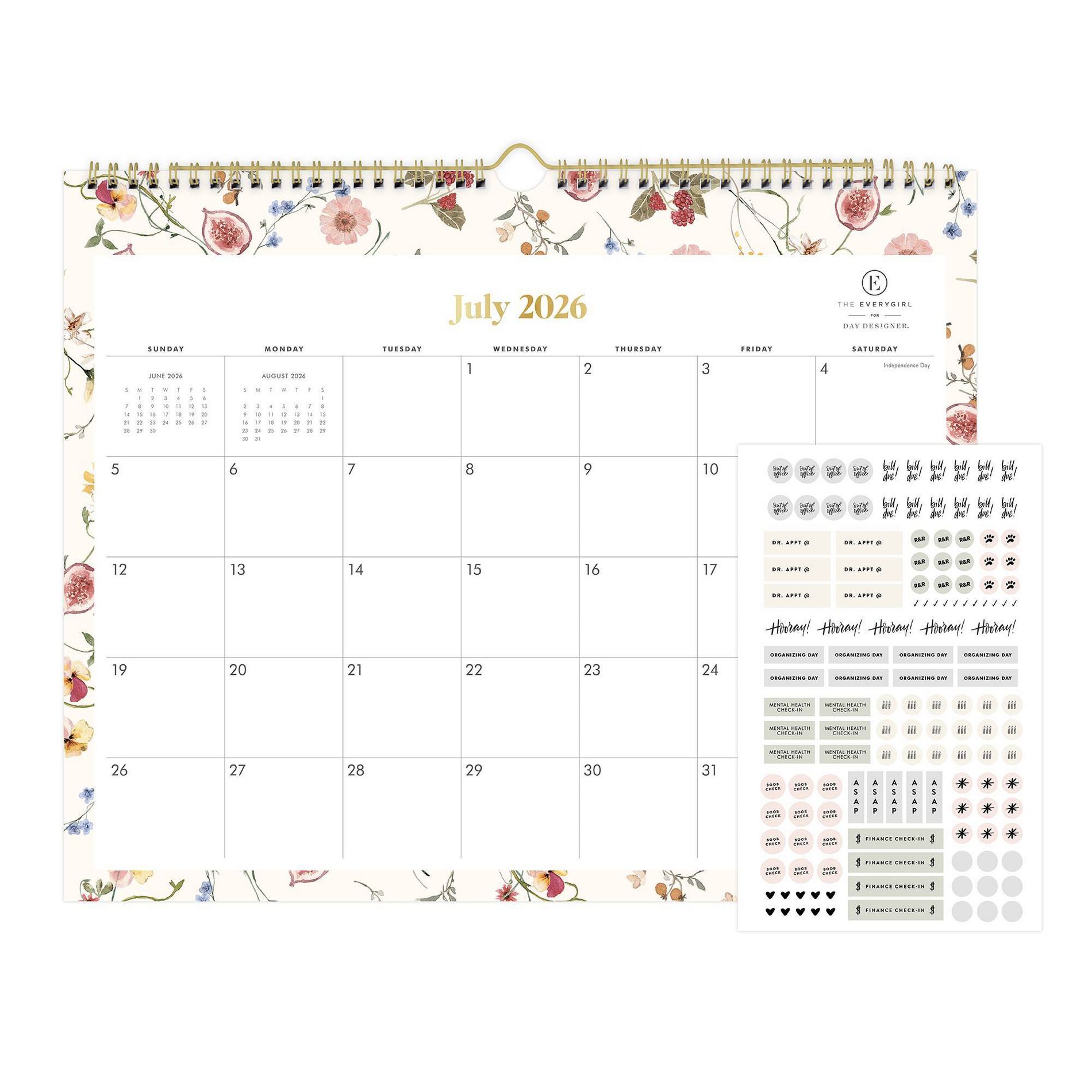 The Everygirl 15"x12" 2026-2027 Wall Calendar Nella Cream Monthly Safety Wirebound