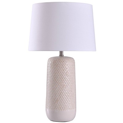 Galey Woven Wicker Textured Design Table Lamp with Tapered Drum Shade Beige - StyleCraft