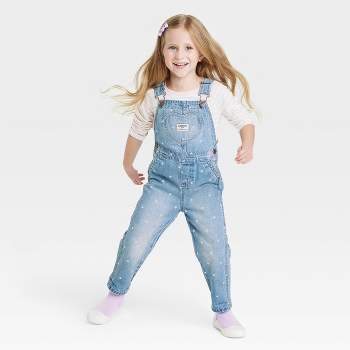 OshKosh B'gosh Toddler Girls' Heart Denim Overalls - Light Blue