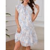 Women's Maternity Mini Dress Summer V Neck Flutter Sleeve Boho Floral Flowy Babydoll Shift Short Dress - 4 of 4