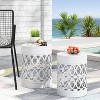 2pk Mellie Outdoor Round Iron Side Tables White - Christopher Knight Home: Elegant Cut Design, No Assembly Required - 3 of 4