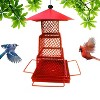 Red iron telescopic square bird feeder - 3 of 4