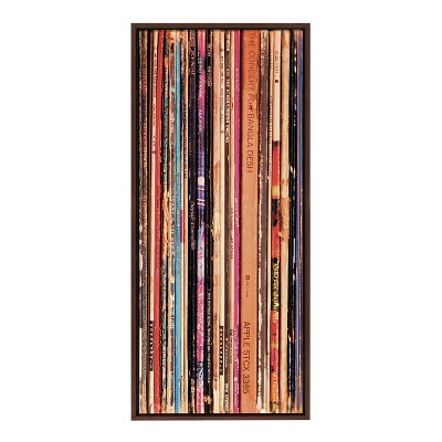Vintage Vinyl Record Collection Framed Canvas Wall Art