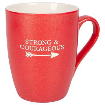 Elanze Designs Strong & Courageous Crimson Red 10 ounce New Bone China Coffee Cup Mug