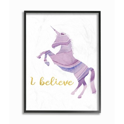 11"x1.5"x14" I Believe In Unicorns Geode Silhouette Framed Giclee Texturized Art - Stupell Industries