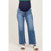 Pinkblush Blue Frayed Hem Ankle Straight Leg Maternity Jeans - 3 of 4