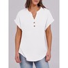 Women's Short Sleeve Henley Top V Neck Loose Fit Flowy Blouse Summer Casual Dressy Shirts Dressy Clothes - 2 of 4