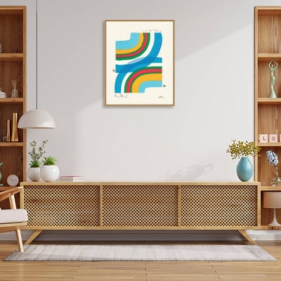 Colorful Abstract Canvas Print with Maple Frame