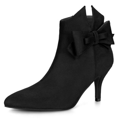 Allegra K Women's Stiletto Heel Pointed Toe Bow Ankle Boot