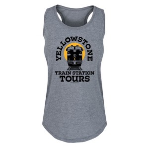 Women's - Yellowstone - Train Station Tours Graphic Racerback Tank - 1 of 4