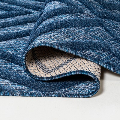 Vintage Moroccan Diamond Navy 5' Square Synthetic Area Rug