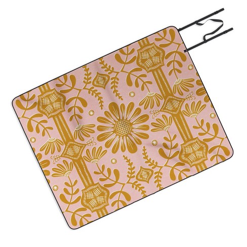 Sewzinski Boho Florals Yellow White Pink Picnic Blanket Deny