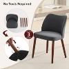Set of 2 Linen Upholstered Dining Chairs – Wing Backrest,  Wood Legs & Thick Cushions for Kitchen, Dining, or Living Room - 4 of 4