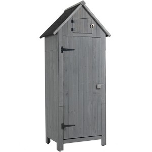 Gulches 30.3"L X 21.3"W X 70.5"H Outdoor Storage Cabinet Tool Shed Wooden Garden Shed  Gray - 1 of 4