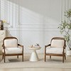 Set of 2 Mid-Century Modern Accent Chairs with Rattan Backrest & Solid Wood Frame,Upholstered Armchairs for Living Room-Baofuwish - 2 of 4