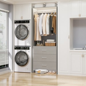 Aheaplus 24'' Freestanding Closet Organizer System with Hanging Rods and Drawers - 1 of 4