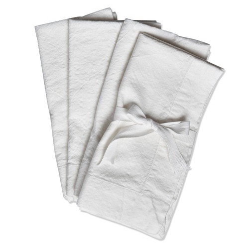 tagltd Threads White Cotton Napkin Set Of 4, 2.0" Hem - image 1 of 4