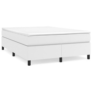 vidaXL Full-Size Box Spring Bed Frame - Modern White Faux Leather Design - 76"x53.9"x13.8" - California Proposition 65 Certified - 1 of 4