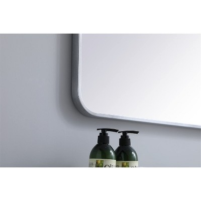 Evermore Contemporary 40x30 Silver Wood Vanity Mirror